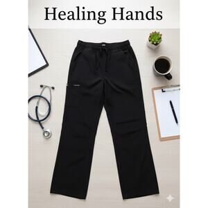 Healing Hands Black Scrubs Pants Sz. L TALL